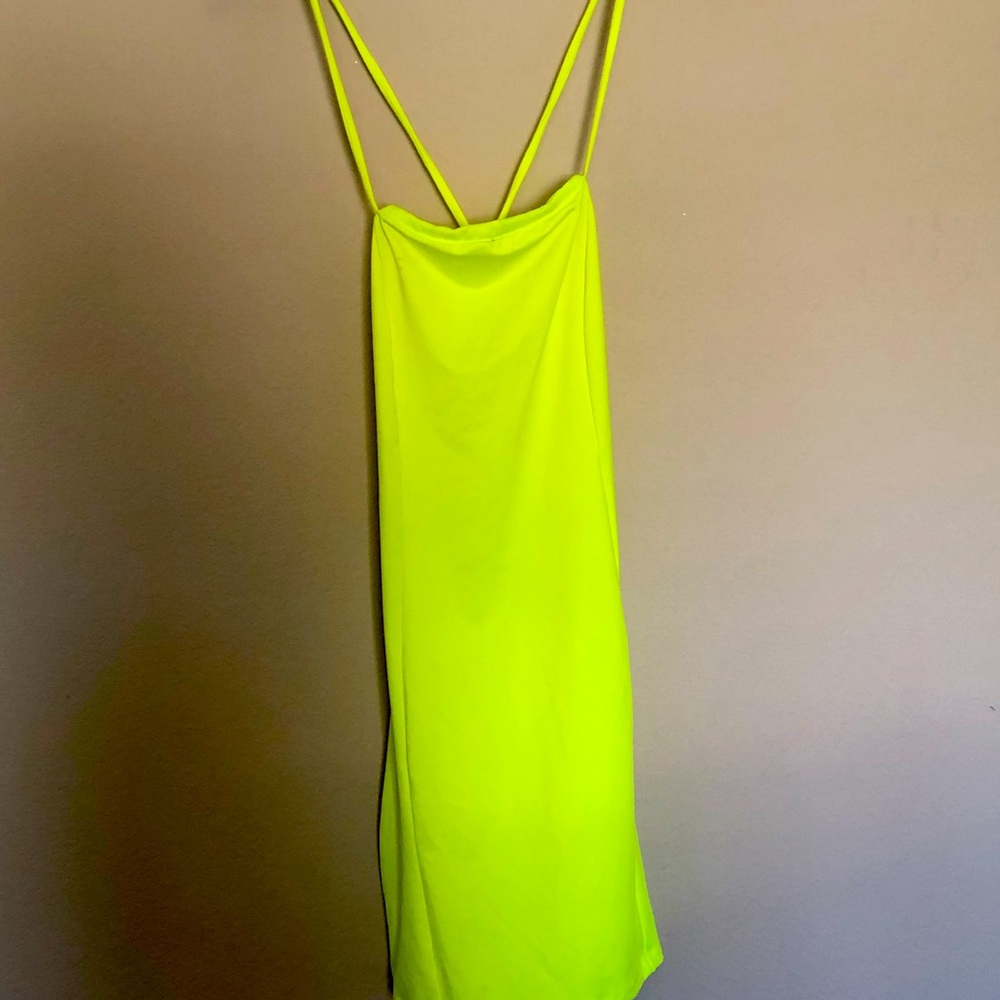 Neon yellow mini dress for cocktail or night out